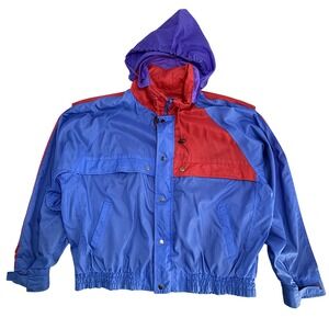 Vintage The‎ Kensington Collection Jacket Mens Medium Blue Hooded Windbreaker